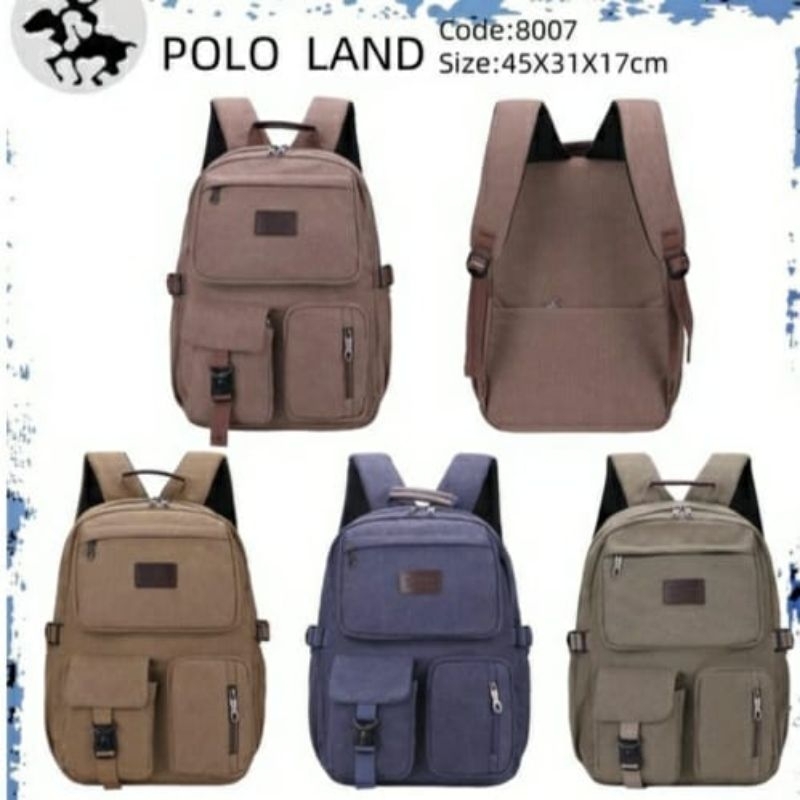 Tas ransel  pria wanita polo land tas punggung laptop casual import