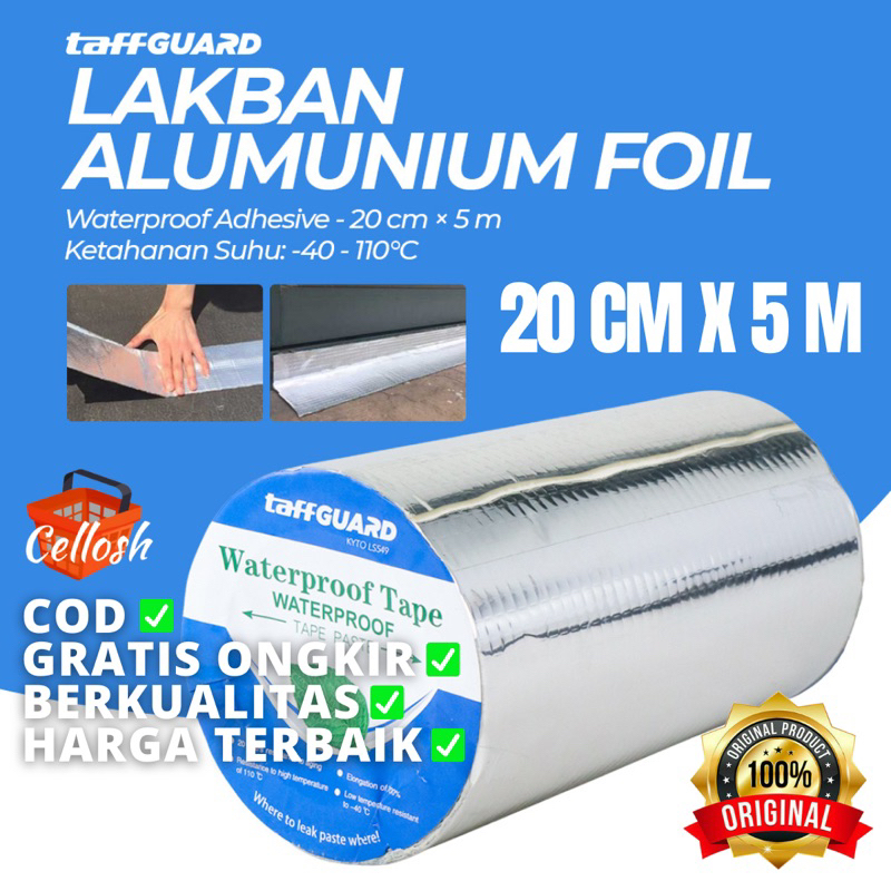 Lakban Anti Bocor Panas Lakban Aluminium Foil Waterproof Tape Super Kuat 20 cm x 5 m