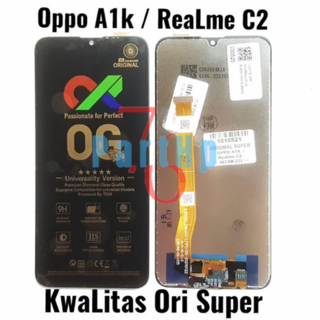 Lcd Touchscreen Fullset Kwalitas Ori Super Oppo A1K - Realme C2 - Hitam