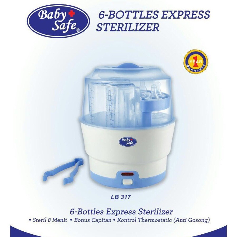Baby Safe Bottle Express Steam Sterilizer LB317 - Alat Steril Botol Susu