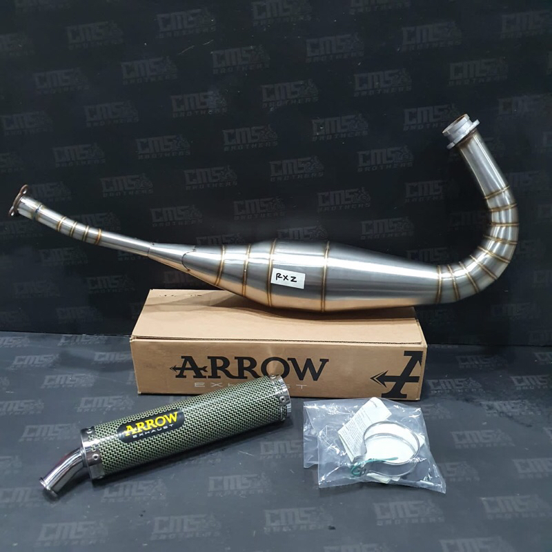 Knalpot Racing Arrow 2T Yamaha RXZ Stainless Full System Original