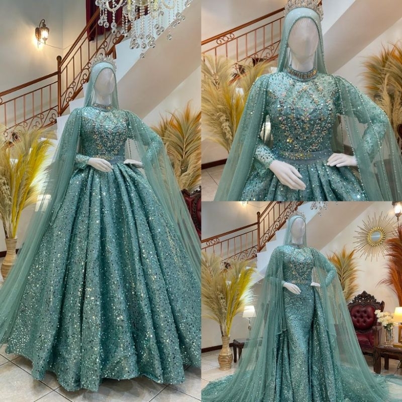TERBARU GAUN PENGANTIN PREMIUM// GAUN BELIMBING  PAYET/BALL GAUN/GAUN TERBARU/PERLENGKAPAN PESTA/BAJU NIKAH/GAUN MODERN