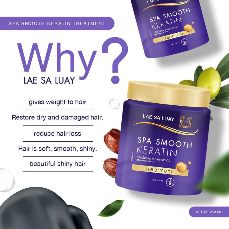 BPOM Lae Sa Luay Hair Spa Smooth Keratin / Masker Rambut / Creambath / Treatment Rambut - 250 ml