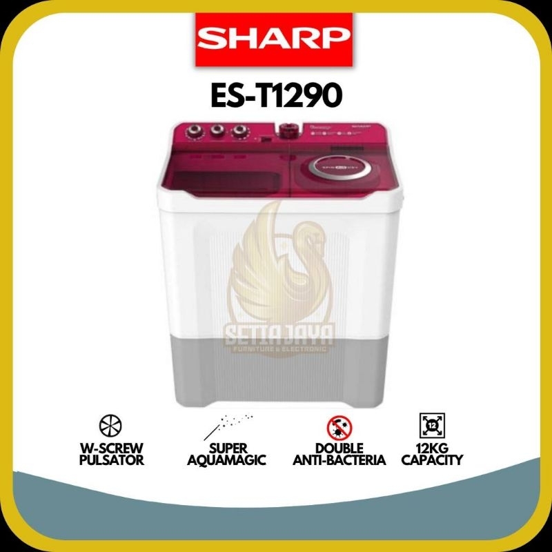 SHARP Mesin Cuci 12 KG Dolphinwave Series - (ES-T1290WA)