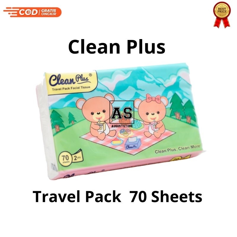 Tisu Tissue Clean Plus Travel Pack 70 Sheets 2 Ply