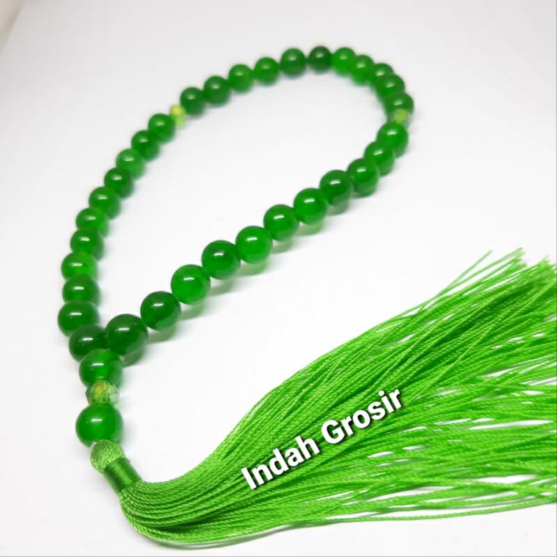 Tasbih Batu Giok Hijau Kristal 8mm 33Butir