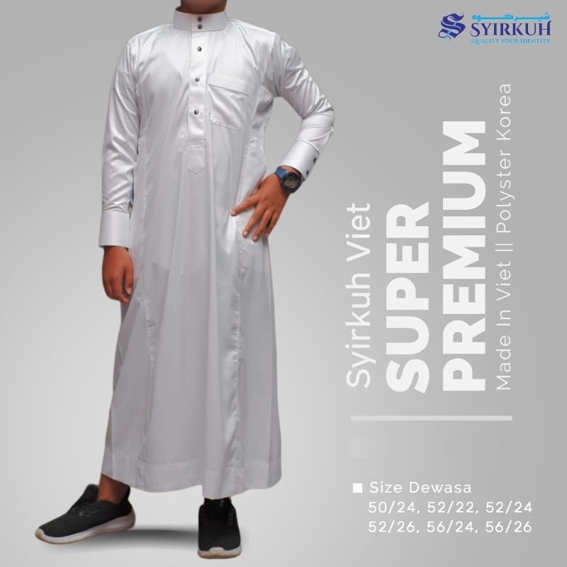 Jubah Gamis Syirkuh Manset & Non Manset Kancing Super Premium