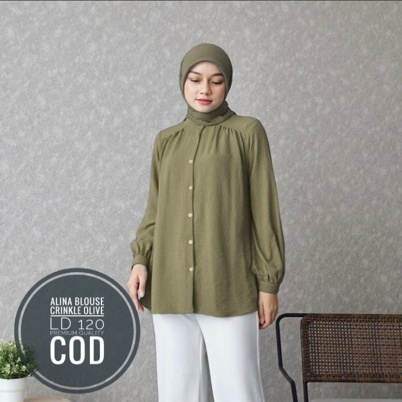 Alina Blouse Crinkle Airflow LD 120 Kemeja Cringkel Polos