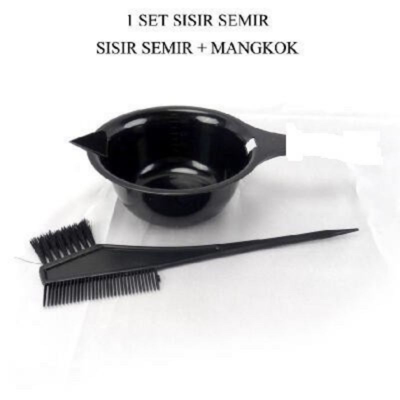 Sisir Semir + mangkok pewarna rambut - sisir Semir rambut