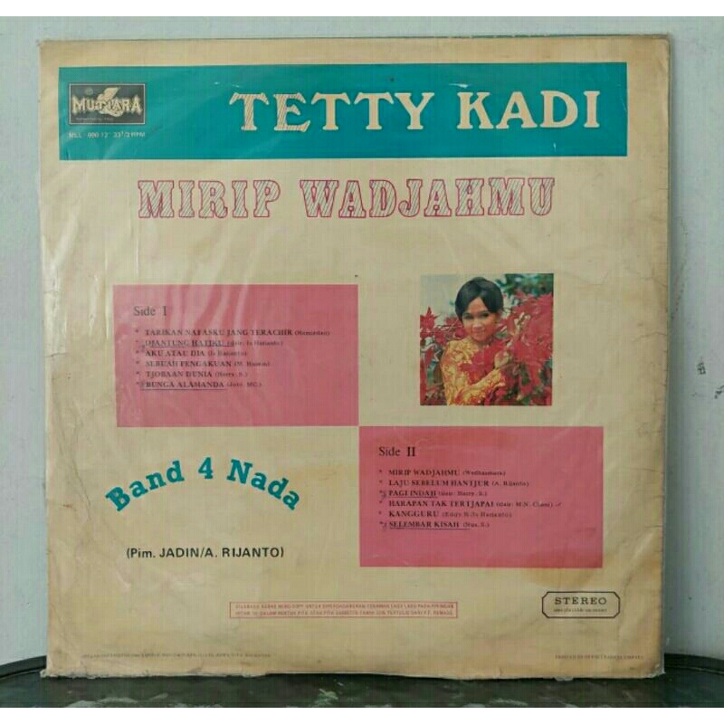 Vinyl Piringan Hitam 12 inch Tetty Kadi - Mirip Wadjahmu