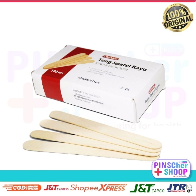 Spatula Kayu Tong Spatel Wooden Tongue Depresor Sundip Lidah Onemed Box 100 Pcs