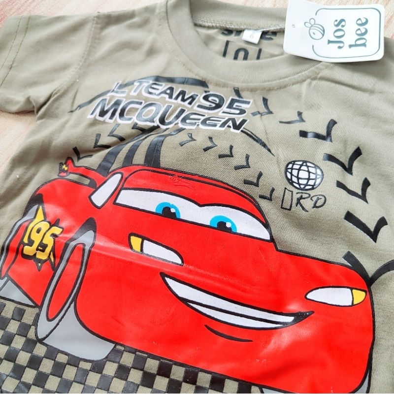 BANYAK MOTIF - SPIDERMAN BATMAN MCQUEEN CARS Baju setelan celana pendek katun anak bayi laki-laki cowok 1 tahun mobil balap