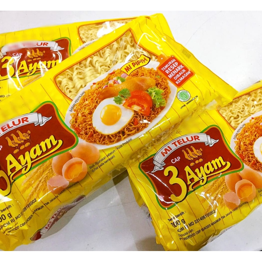 Mi Telur Cap 3 Ayam - Kemasan 200 gr