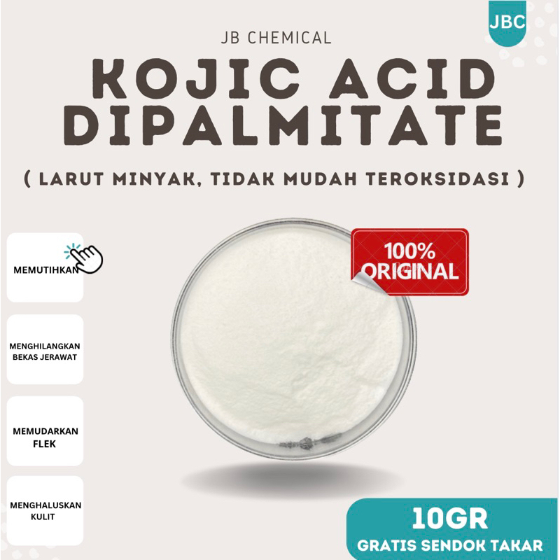 KOJIC ACID DIPALMITATE Murni 99% - Kojic acid 10gram stabil larut minyak - bubuk kojic acid pemutih