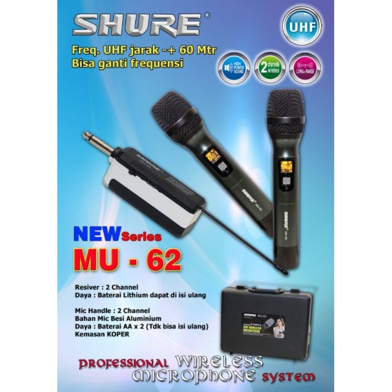 Mic Wireless Shure NEW Series MU-62 Wireless 2 pegang