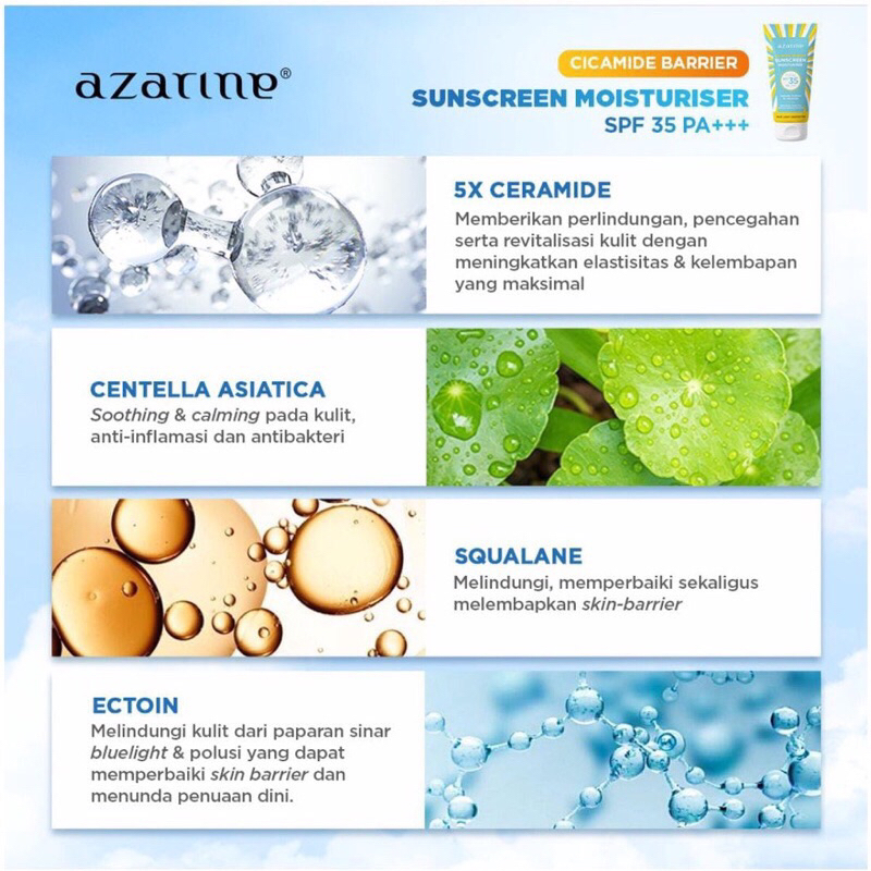 AZARINE SUNCREEN CICAMIDE BARRIER SPF 35PA+++|| CALM MY ACNE SPF 35 PA+++