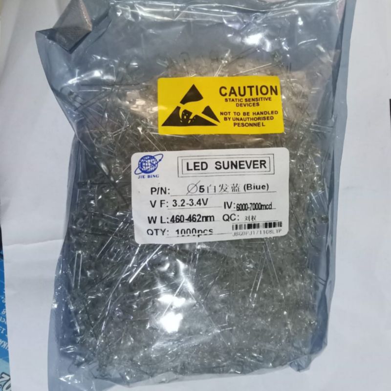 Lampu LED 5mm Putih Nyala Biru 10pcs