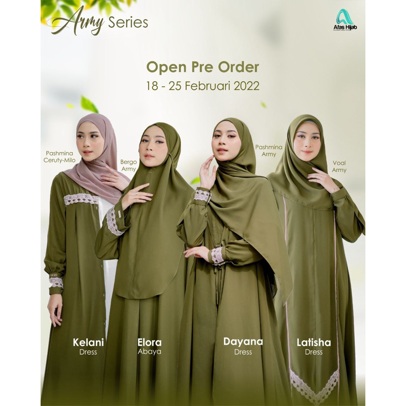 Gamis army series by afas hijab /supliertanganpertama