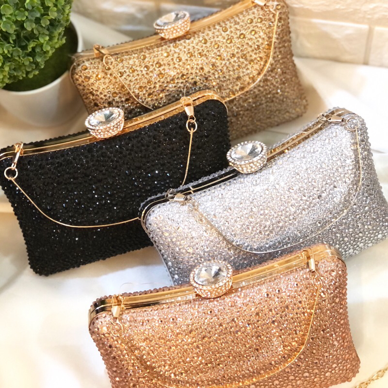 Tas Pesta ZOEY Embellished Crystal Box Clutch