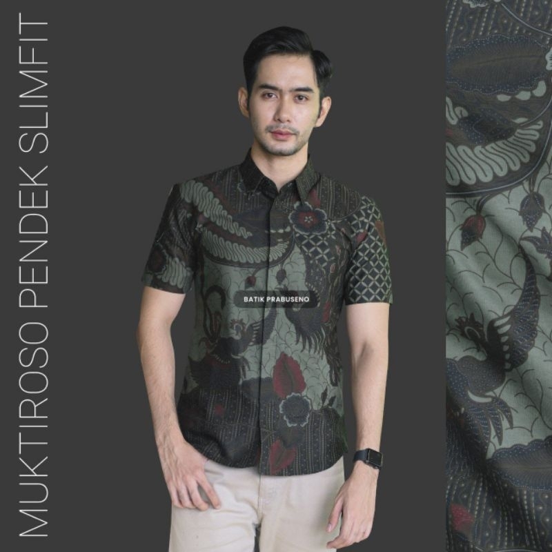 Kemeja Batik Pria Premium Slimfit Lengan Pendek Motif Muktiroso Full Furing