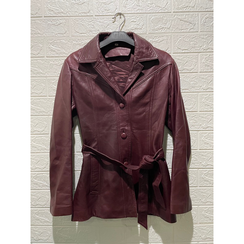 Jaket kulit asli cewek wanita pl bekas preloved second