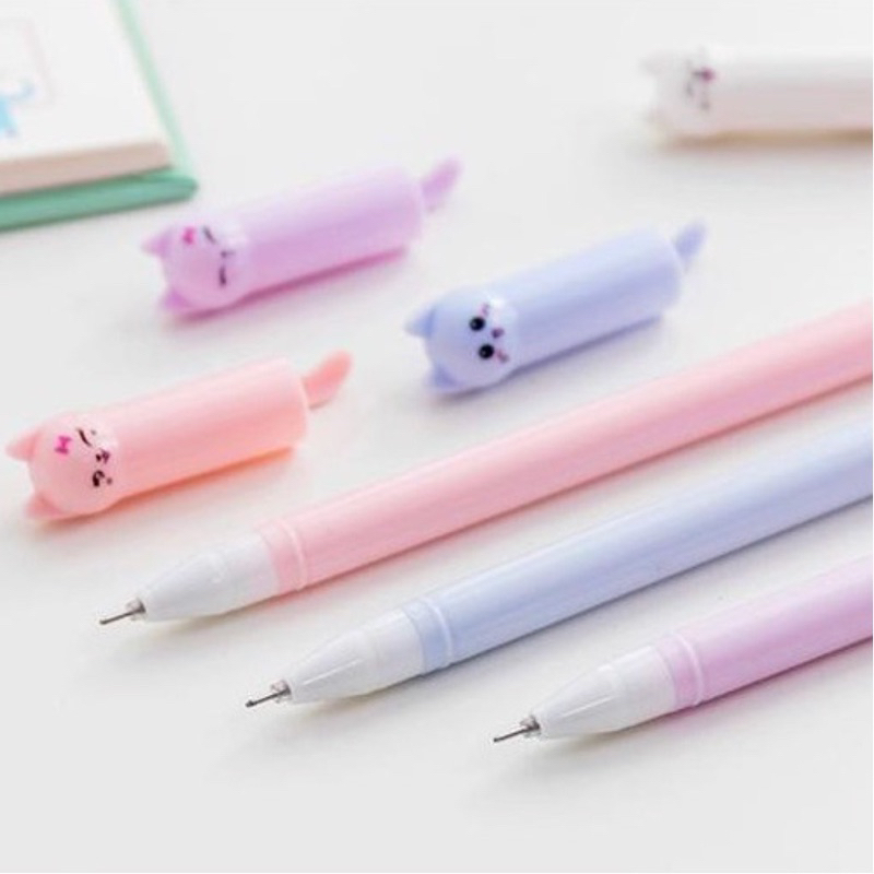 DuaWarna Pulpen Kucing Pena Pen Bolpen Ballpoint Motif Karakter Kucing Meow Pulpen Gel Import ST026