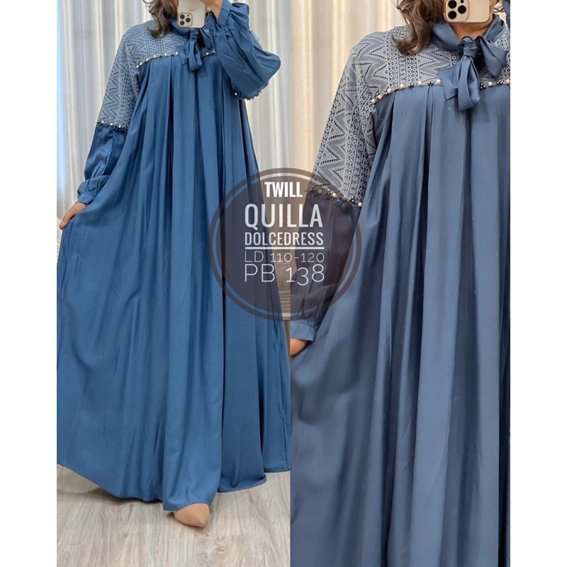 Daster Arab Dolce QUILLA Maxi Dress Organza Gamis Twill Premium Big Size