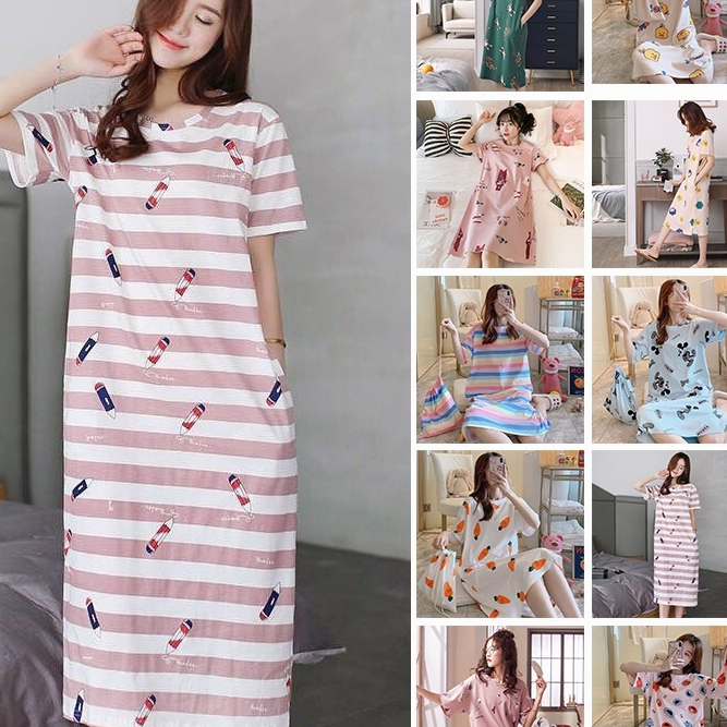 [COD] Daster Wanita Baju Rumah Santai Baju Tidur Dress Santai Dress Import Daster Lucu Motif Korea B