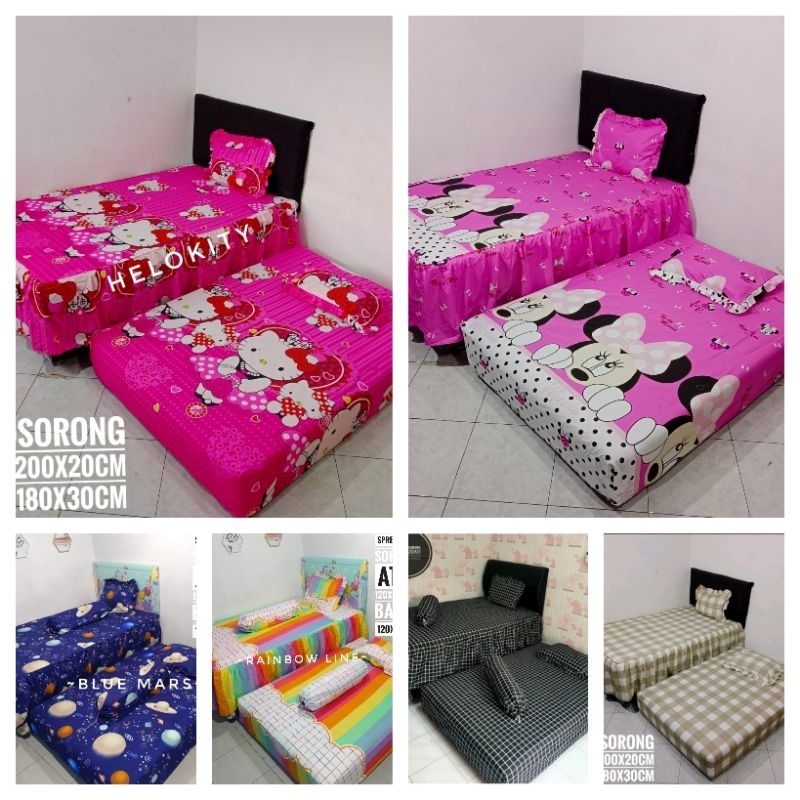 Sprei sorong rumbai murah (2 in 1) ukuran 140x200