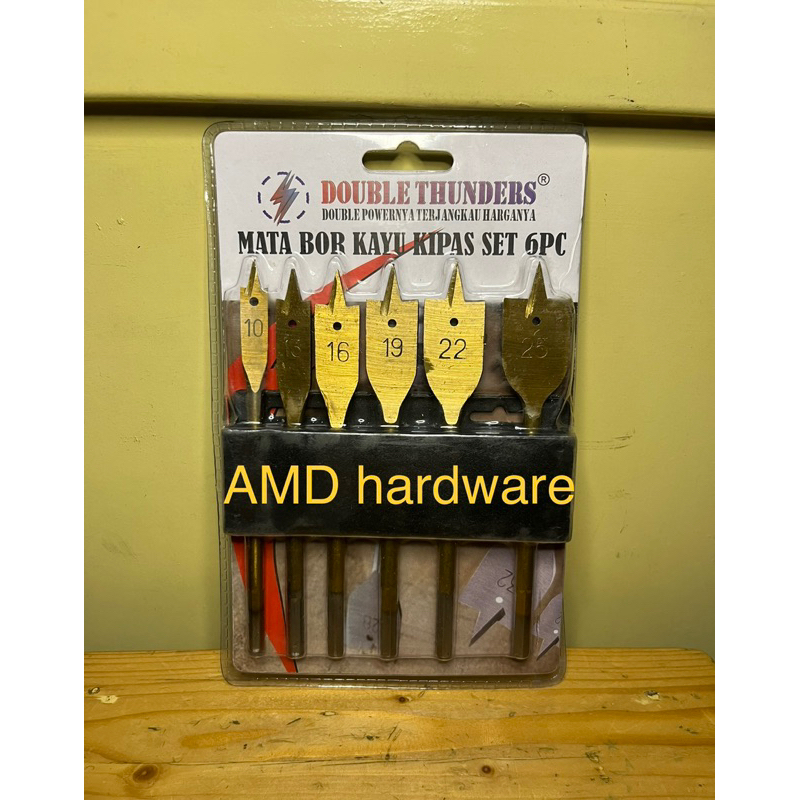 MATA BOR KIPAS SET 6 Pcs Pelubang Kayu Triplek Gypsum Wood Drill Bit 10 12 13 16 19 20 22 25 mm