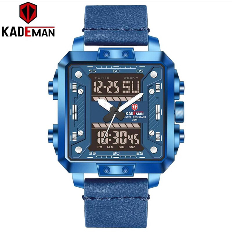 jam tangan kademan K9030 tali kulit water resistain