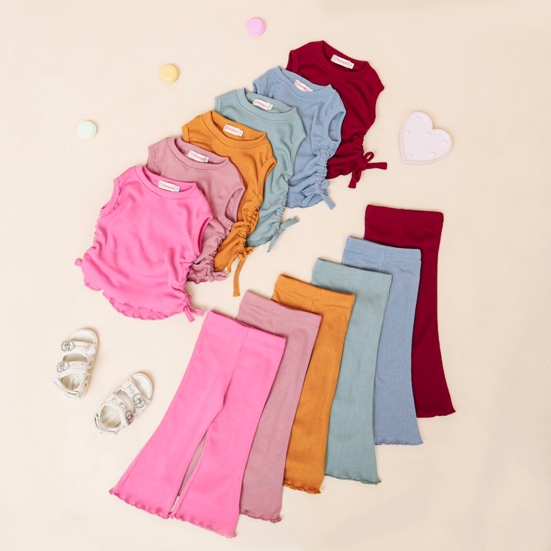 Diskont Julia Set Setelan Anak Cewek Celana Kulot Cutbray Usia 0-5 Tahun Celana Kulot Anak Perempuan