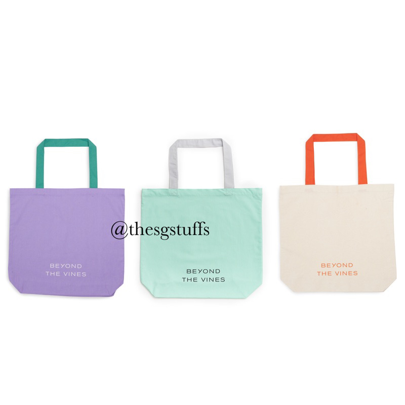 READY STOCK BEYOND THE VINES BTV Shopper Tote XS/Medium/Tote bag kain hijau tosca natural ungu lilac