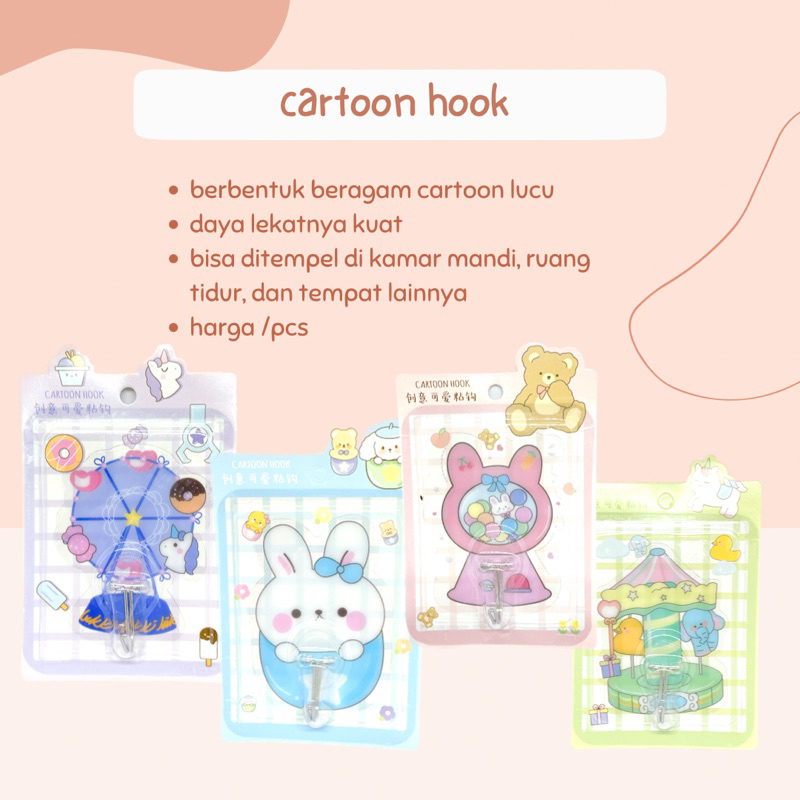 [050] CARTOON HOOK LUCU, GANTUNGAN DINDING LUCU, CANTOLAN DINDING ANAK LUCU