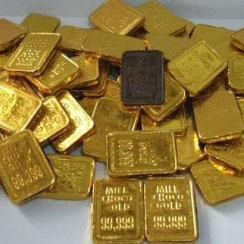 Bella Belli Pusan Coklat Emas Batang 150Gr (Isi 25 Pcs) / Coklat Koin Dollar Emas Isi 46Pcs (Mata