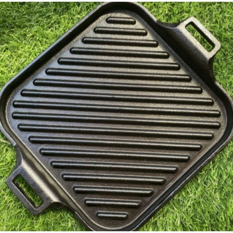 Jual Pemanggang BBQ/grill Pan/cast Iron/panggangan Besi Cor | Shopee ...