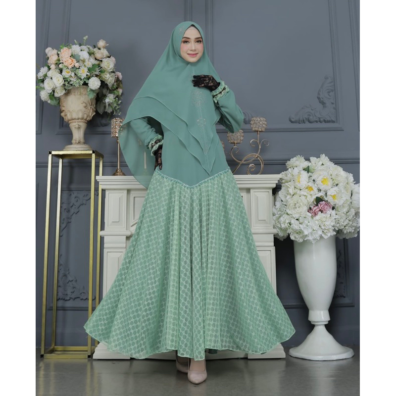 AINI SYARI (Gamis Set Khimar)TILLE DOT PREMIUN HALUS