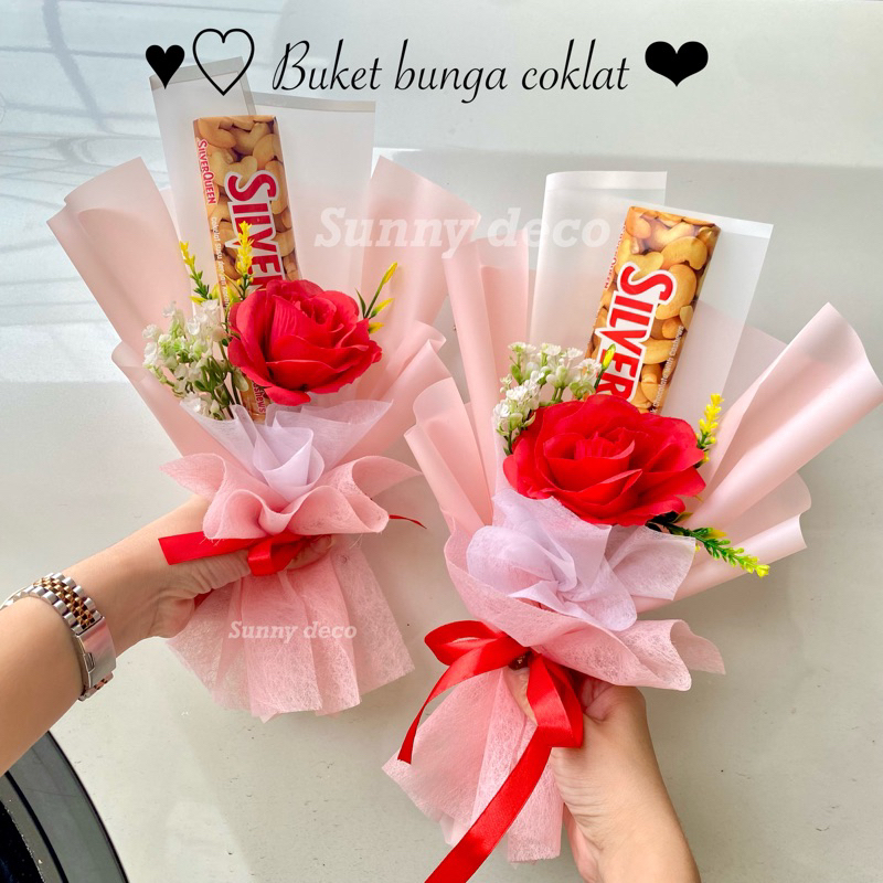 (READY) Bucket Premium buket snack Buket Silverqueen buket Coklat Ferrero Rocher buket singel rose buket valentine buket coklat buket bunga mawar valentin