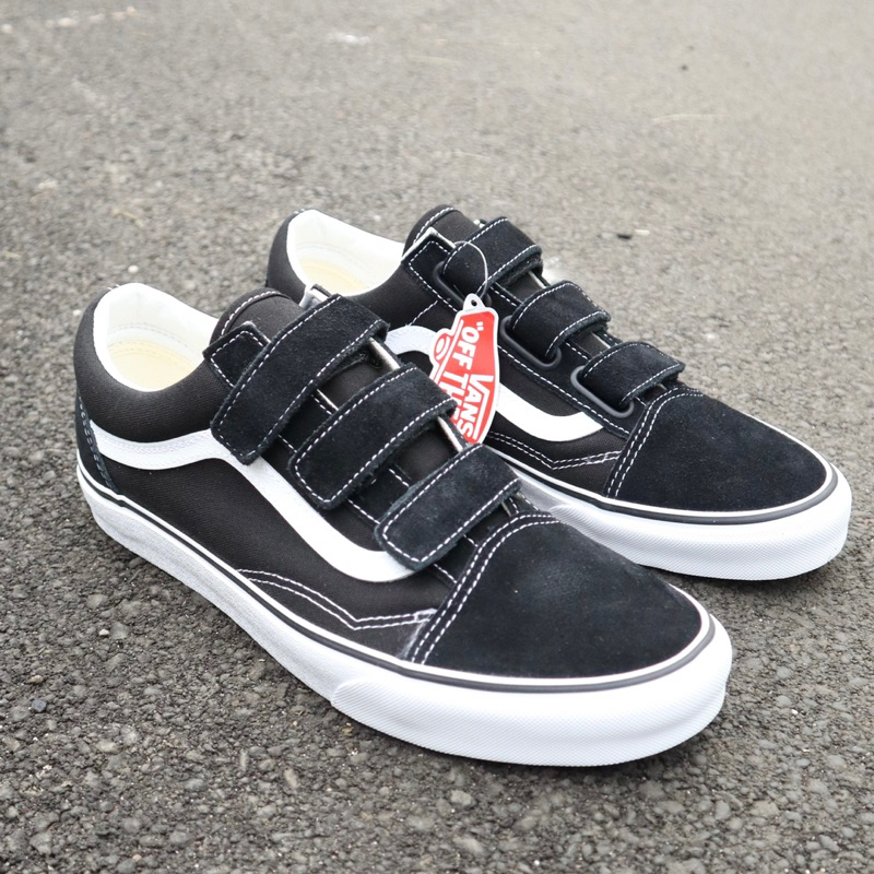 Vans old skool velcro classic black white (Resmi PT NAVYA)