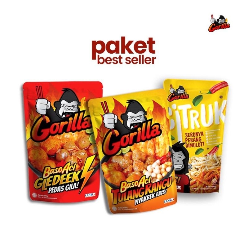 

[ Paket Terlaris ] Baso Aci Gledek Gorilla, Mie Ramen Gorilla Instant Boci Bakso Aci