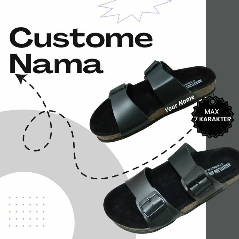 Sandal Custom Tulisan Tali Jepit Pria Wanita untuk Souvernir Kado Ulang Tahun Pernikahan Anniversary Wisuda Emboss Model Birken Kulit Empuk Kekinian Gaya Korea Ringan Empuk