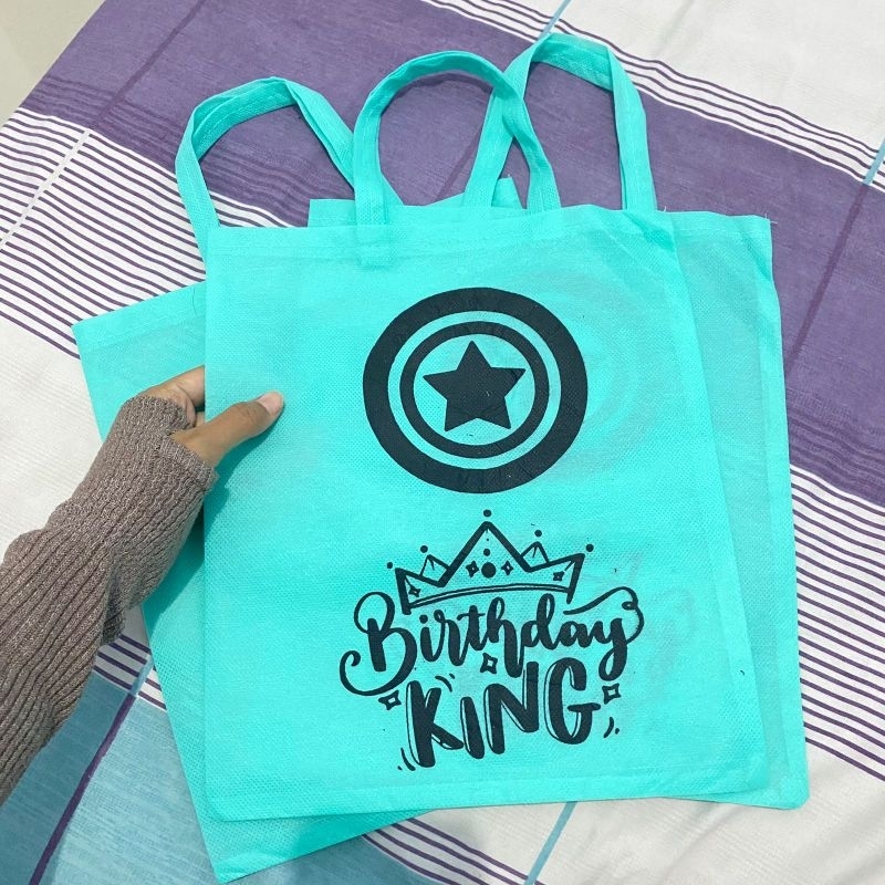 TAS SOUVENIR SNACK ULTAH HAJATAN  TERLARIS MOTIF TAMENG KAPTEN AMERIKA BIRTHDAY KING TOSCA MUDA F 25X30