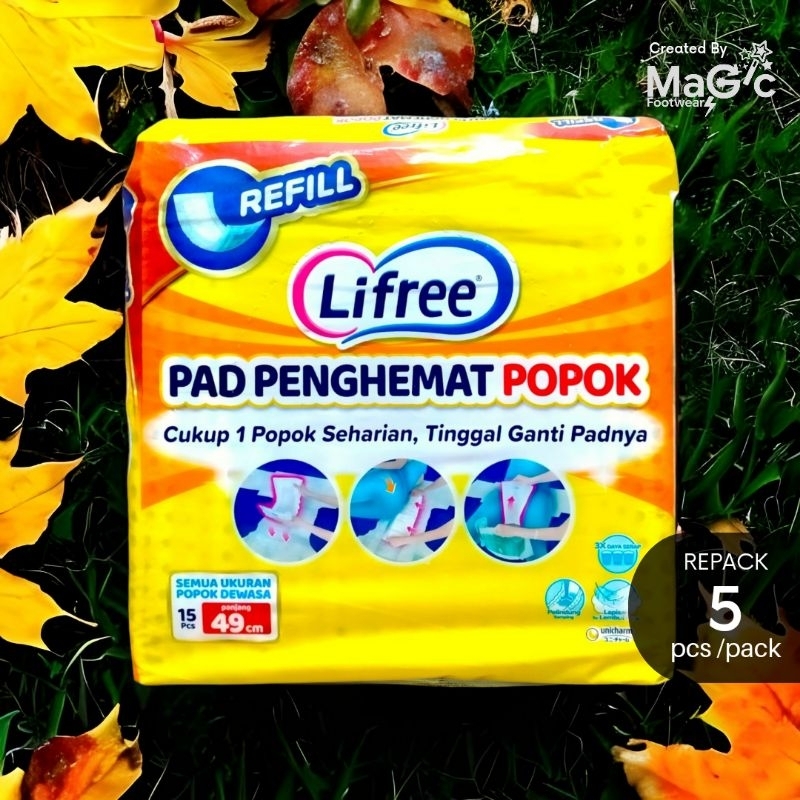 REPACK - LIFREE PAD PENGHEMAT POPOK 49CM ISI 5 PCS - PAMPERS DEWASA CURAH