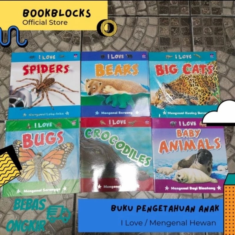 Seri Buku I Love Baby Animals/ Big Cats/ Bugs / Crocodile/ Spiders/ Bears