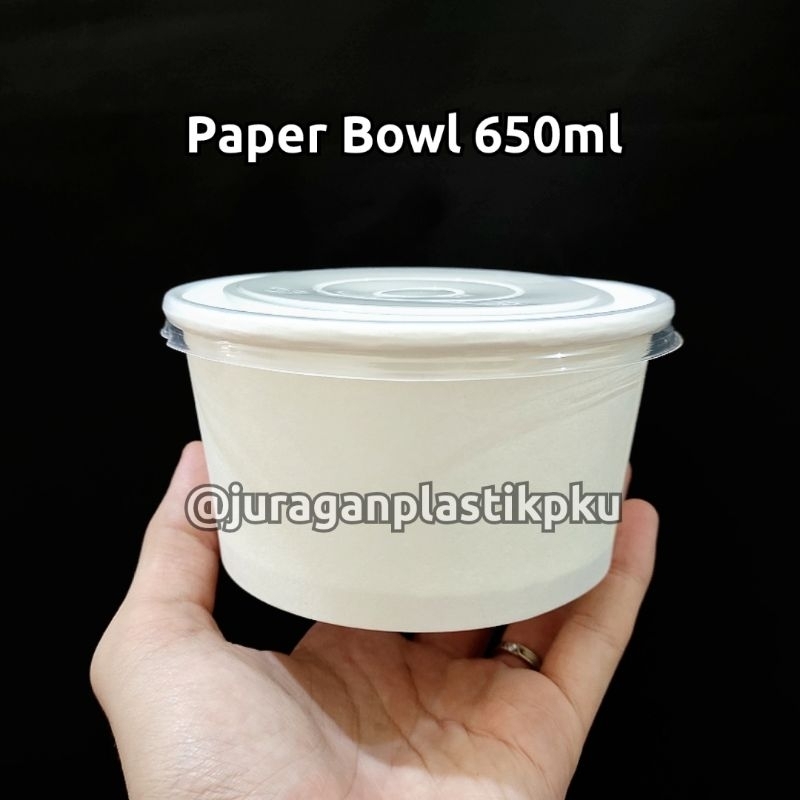 Paper Bowl 650ml + Lid PUTIH | Mangkok Kertas Tahan Microwave 650 ml 22 oz Box Rice Bowl Nasi Makana