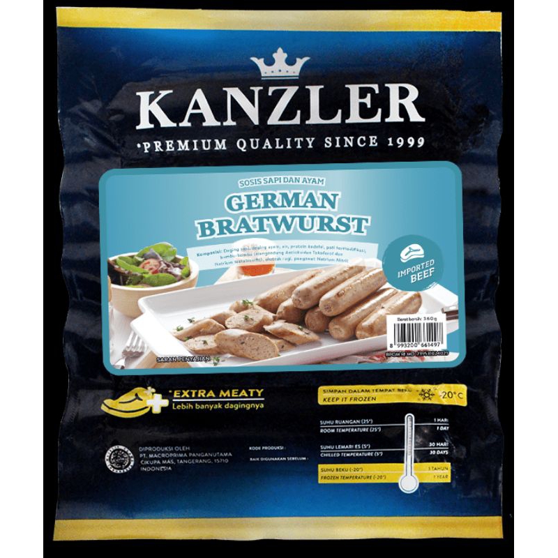 

KANZLER GERMAN BRATWURTS 360GR // FROZEN FOOD BANDUNG