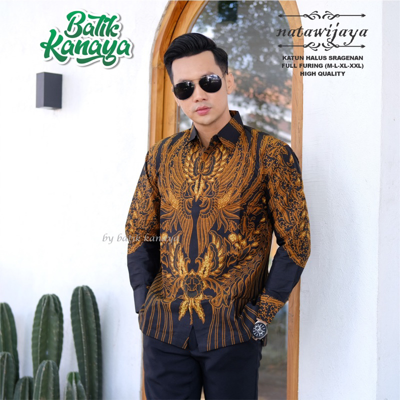 NATAWIJAYA Baju Batik pria Full Furing Bahan Katun Sragenan