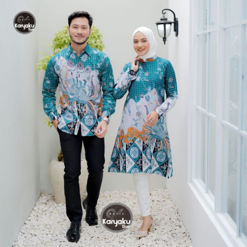 [BISA COD] COUPLE TUNIK KEMEJA BATIK COUPLE MODERN BATIK TRENDING INTERNATIONAL COUPLE