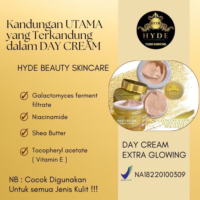 DAY CREAM EXTRA GLOWING HYDE BEAUTY SKINCARE ORIGINAL 100% BPOM