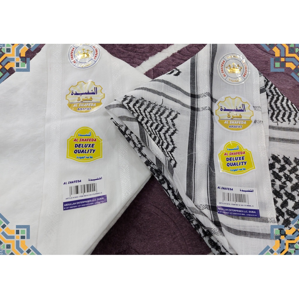 Sorban Al Shafeda Ukuran 50X50 Sorban Mumtaz Sorban Warna Hitam Putih Sorban Putih Polos
